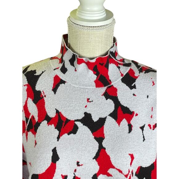 Anthropologie Lizzie Floral Sweater Women's XL Mock Neck Soft Knit Abstract Art - Picture 4 of 9